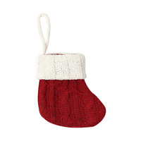 Nouvelles chaussettes de Noël miniatures en tissu tricoté vert et décorations pour arbre de Noël, sacs à bonbons pour enfants