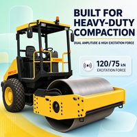 Compacteur vibrant hydraulique 6500 kg à tambour unique, rouleau compresseur routier RWYL92, machine de compactage routier pour la construction