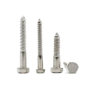 M5 M6 M8 M10 M12 M16 DIN571 Acero inoxidable 304 316 Pernos de lengüeta Tornillo de cabeza hexagonal autorroscante de madera