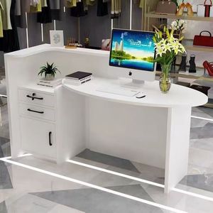 Bersen Salon Furniture Modern Wood <b>Led</b> Salon Gym Shop Cash Counter Hotel Salon Spa White Reception Desk for Sale - Product Image 5