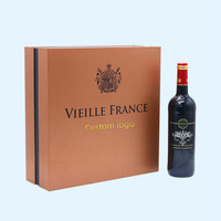 Coffret Cadeau Luxe Bouteille de Vin Rouge avec Couvercle Rabattable Magnétique, Boîte Biodégradable, Ouvre-Bouteille, Éponge EVA, Gaufrage, Lamination Mate