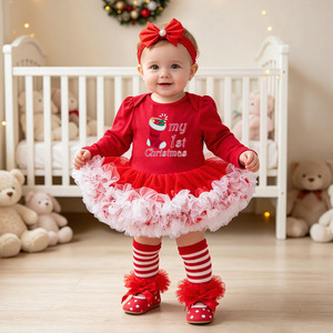Ma première robe de <span class=keywords><strong>Noël</strong></span> pour bébé fille à manches longues en maille, ensemble quatre pièces, tenue de fête de <span class=keywords><strong>Noël</strong></span> - Product Image 3