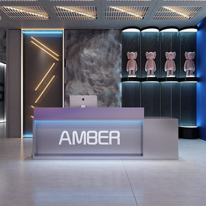 Moderne industriële roestvrijstalen receptiebalie luxe metalen balie voor sportschool, fitness & beautysalon - Product Image 2