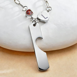 Collar con Colgante de Letra y Piedra de Nacimiento Personalizado, Chapado en Oro de 18K, Acero Inoxidable, Corazón Hueco, Regalo de San Valentín - Product Image 6