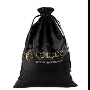 Custom Luxury Satin Pouch <b>Bag</b> with logo Small Silk <b>Drawstring</b> <b>Bags</b> for Hair Packaging - Product Image 4