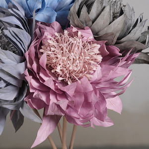Arreglo Floral Artificial de Flores de Emperador, en Tonos Rosa, Morado, Grisáceo, Azul Claro y Azul Niebla, Pétalos de PVC, Planta Completa, Decoración de Interiores - Product Image 4