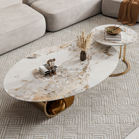 Table basse de salon de luxe nordique, meubles de maison, base en acier inoxydable, plateau en marbre, ensemble de tables basses