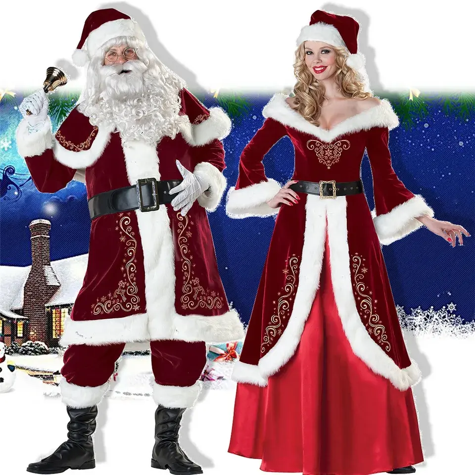 2023 hot new Santa Claus costume annual meeting stage nightclub bar Christmas costume European and American couple costume