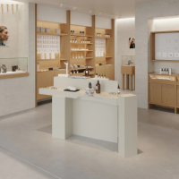 Table de présentation Idao pour chaussures et sacs, vitrine pour magasin de vêtements pour femmes ; présentoir de forme irrégulière