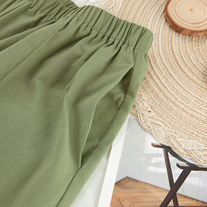 Ropa informal de <span class=keywords><strong>verano</strong></span> para <span class=keywords><strong>mujer</strong></span>, ropa de salón de 2 piezas, blusa transpirable suave de algodón 100%, pantalones, conjunto de <span class=keywords><strong>pijama</strong></span>, tela tejida con patrón sólido - Product Image 6