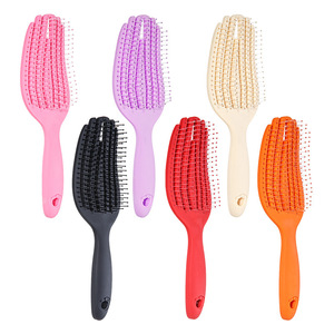 Peigne de massage pour cheveux, petit et portable pour les voyages, avec poils en nylon, rose, violet, noir, rouge, orange, jaune - Product Image 1