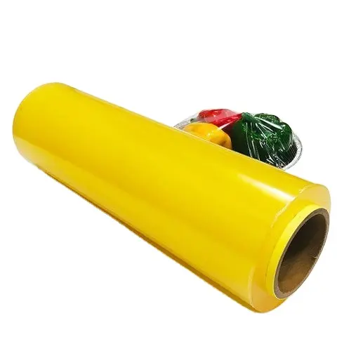 Aangepaste 30Cm * 500M Pvc Huishoudfolie 1000M Jumbo Roll Pvc Huishoudfolie Voor Supermarkt