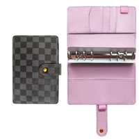 Carnet de notes A5 personnalisé de luxe à carreaux en cuir PU, classeur-agenda rigide pour affaires