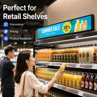 Pantalla Publicitaria Digital 4K con Barra Extensible, Monitor de Estante para Comercios de 23.6 Pulgadas con Alto Brillo, Tira de Monitor Integrada con CMS para Compras