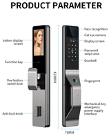 Cerradura Inteligente para Puerta con Reconocimiento Facial y de Palma de la Mano, Intercomunicador WIFI TUYA, Diseño Moderno, Fácil Instalación, Manijas, Precio de Fábrica al por Mayor