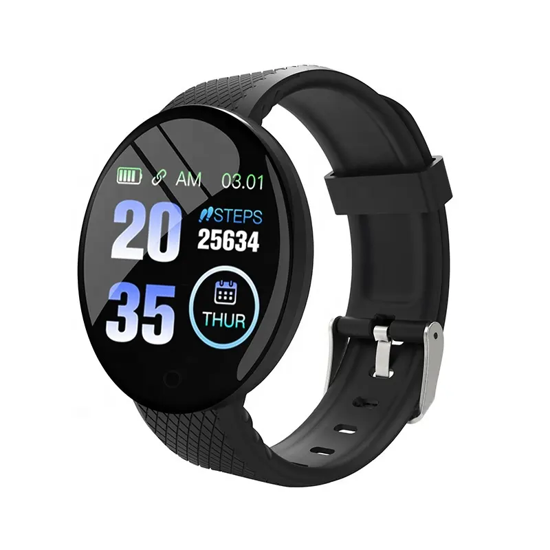 D18 braccialetto intelligente schermo rotondo a colori frequenza cardiaca misuratore di pressione sanguigna misuratore di monitoraggio del sonno smartwatch sportivo