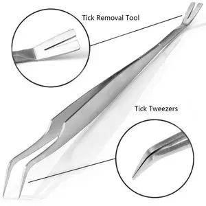 Professional 2 In 1 Stainless Steel Tick Tweezers Quick Tick Removal Tool for Cat Dog People Pet Supplies Dog Tick Removal