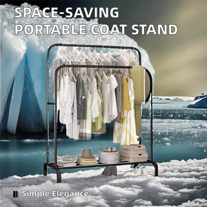 Porte-manteau pliant portable en métal à double niveau avec cintres en tissu pliables et peu encombrants – Vente en gros - Product Image 4