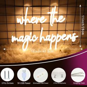 Dove la magia avviene l'insegna al Neon ha portato i cartelli luminosi per decorazioni murali con luce al Neon con lettera USB - Product Image 3
