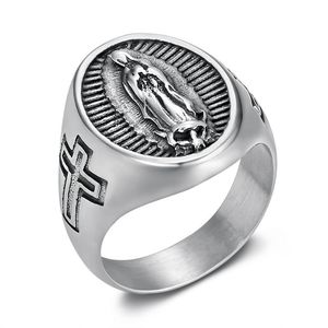 European American Style Retro <b>Cross</b> Stainless Steel <b>Ring</b> Gold <b>Silver</b> Unisex Jewelry Gift Fashion <b>Rings</b> - Product Image 4