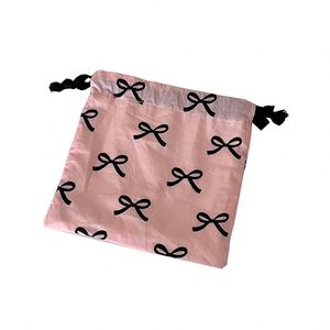 Custom Logo Personalized Cute Pattern Soft Fabric Calico Canvas <b>Drawstring</b> Bag Cotton Jewelry Gift <b>Pouch</b> With Double String - Product Image 1