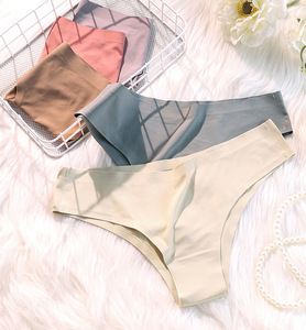 Wholesale Seamless Panties Women <b>Sexy</b> Underwear Ice Silk Underpants G-string Female Soft Solid Ultra-thin Briefs - Product Image 2
