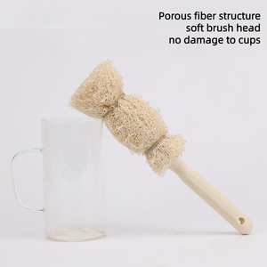 Cepillo de lufa natural para tazas y botellas con mango largo de madera, cepillos de limpieza para teteras - Product Image 4