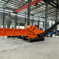 Broyeur à bois horizontal sur chenilles grande capacité, broyeur de palettes en bois, déchiqueteuse de souches diesel horizontale, déchiqueteuse de bois