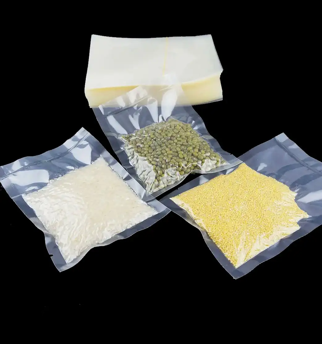 चीन आपूर्तिकर्ता खाद्य ग्रेड प्लास्टिक खाद्य जमे हुए स्नैक नट साफ़ पारदर्शी वैक्यूम पाउच सीलर पैकेजिंग बैग