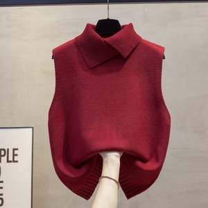<span class=keywords><strong>Chaleco</strong></span> de Punto Holgado Nuevo para <span class=keywords><strong>Mujer</strong></span> con Cuello Camisero, Elegante <span class=keywords><strong>Chaleco</strong></span> de Suéter en Capas para Usar como Prenda Exterior - Product Image 2