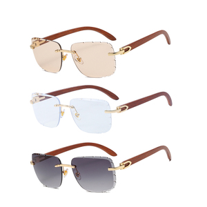 Haute qualité <span class=keywords><strong>carré</strong></span> rétro à la mode diamant lunettes de soleil <span class=keywords><strong>dégradé</strong></span> coloré <span class=keywords><strong>coupe</strong></span> sans monture hommes femmes lunettes de soleil - Product Image 1