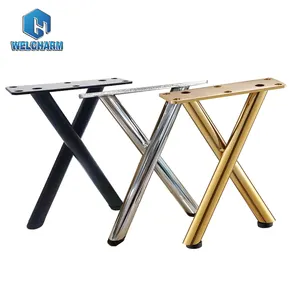 Heavy Duty Metal Coffee Plating X-Frame Style X Black Gold Table Legs Furniture Sofa Leg For Sofa