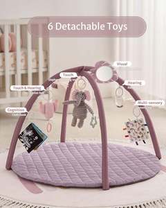 Tapis d'éveil et de jeu pour bébé avec 6 jouets détachables, tapis de jeu élégant pour bébé pour toute salle de jeux - Product Image 3