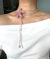 Koleksi Aksesoris Bunga Manik-Manik Prancis Retro, Kalung Gantungan Kunci Manik-Manik Buatan Tangan untuk Hadiah Pernikahan