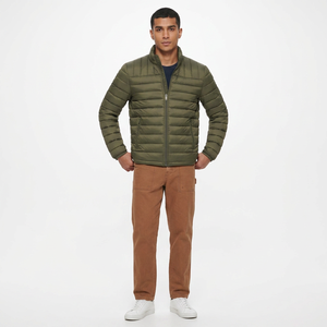 Blouson d'hiver matelassé chaud de haute qualité pour homme, col montant en toile, logo frontal, rembourrage en coton, style streetwear, collection 2026 - Product Image 1