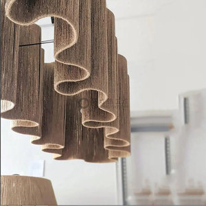 Lámpara colgante de madera de forma alargada con fuente de luz LED para decoración de hoteles, villas y cafeterías - Product Image 2