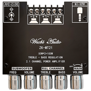 Module amplificateur audio AUX/USB 2.1 canaux ZK-MT21 version Core pour système audio de salon (caisson de basses, médiums, aigus) - Product Image 1