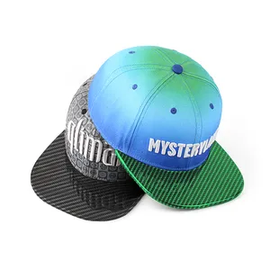[탄소섬유] 모자 제조 3D 자수 플랫 챙 야구 커스텀 스냅백 캡 로고 5 6 패널 스포츠 모자