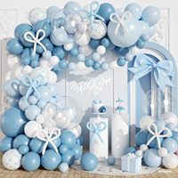 Kit d'arche de guirlande de ballons bleu macaron et blanc, ballons en latex pour baby shower, fête d'anniversaire, révélation du sexe, décoration de toile de fond de mariage