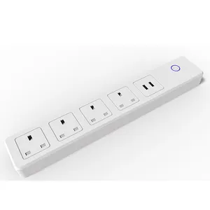 UK jenis tuya multi outlet socket dengan 2 USB 13A 3120W AC 220-240V panjang kabel 1.8m