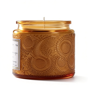 Barattolo in Vetro Riutilizzabile con Motivo a Rilievo per Candele Fai-da-Te, Decorazione Casa e Regalo - Product Image 3