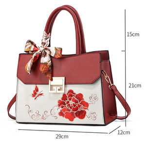 Tas tangan wanita, kapasitas besar, tas kulit PU untuk wanita, tren terbaru bermotif, tas bahu bordir wanita - Product Image 5