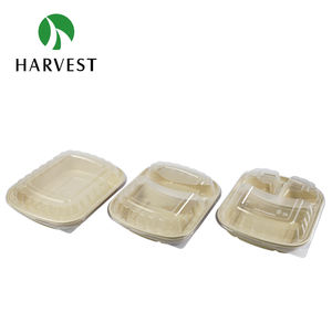 Lonchera Ecológica Biodegradable de Pulpa de Bagazo Estilo Americano con 3 Compartimentos para Preparación de Comidas - Product Image 5