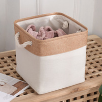 Panier à linge carré en tissu de lin, nouveau style, grande capacité, panier de rangement pour vêtements sales, organisateur de maison