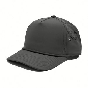 Quick Dry Baseball Laser Cut Mesh Ball Curved Brim Snapback Rope Cap 5 Panel Retro Flat Bill Upf 50+ Water Repellent <b>Hat</b> - Product Image 1