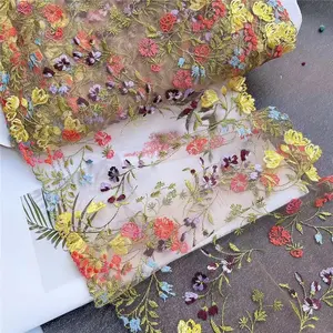 21CM Wide Embroidered Floral Trim Ribbon Roll 3D Blumen stickerei Lace Trim Fabric