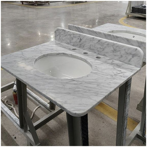 Top per lavabo singolo sottopiano ovale in marmo bianco <span class=keywords><strong>Carrara</strong></span> per bagni di grandi hotel e proprietà di lusso - Product Image 5