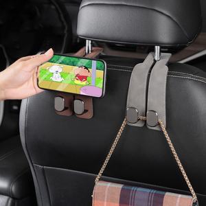 Crochet universel 2-en-1 de qualité supérieure pour appuie-tête de voiture, en suède premium, double, grande capacité de charge 20 kg, pour siège arrière - Product Image 3