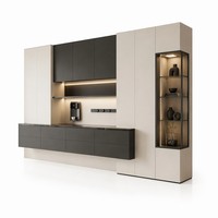 Vitrine moderne en verre, buffet en bois, console de rangement avec éclairage d'appoint LED, taille personnalisée pour salon, hôtel