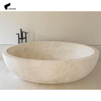 Baignoire Tostone en Travertin Sur Mesure Autoportante Moderne pour Adultes, en Marbre, pour Hôtel ou Salle de Bain de Villa